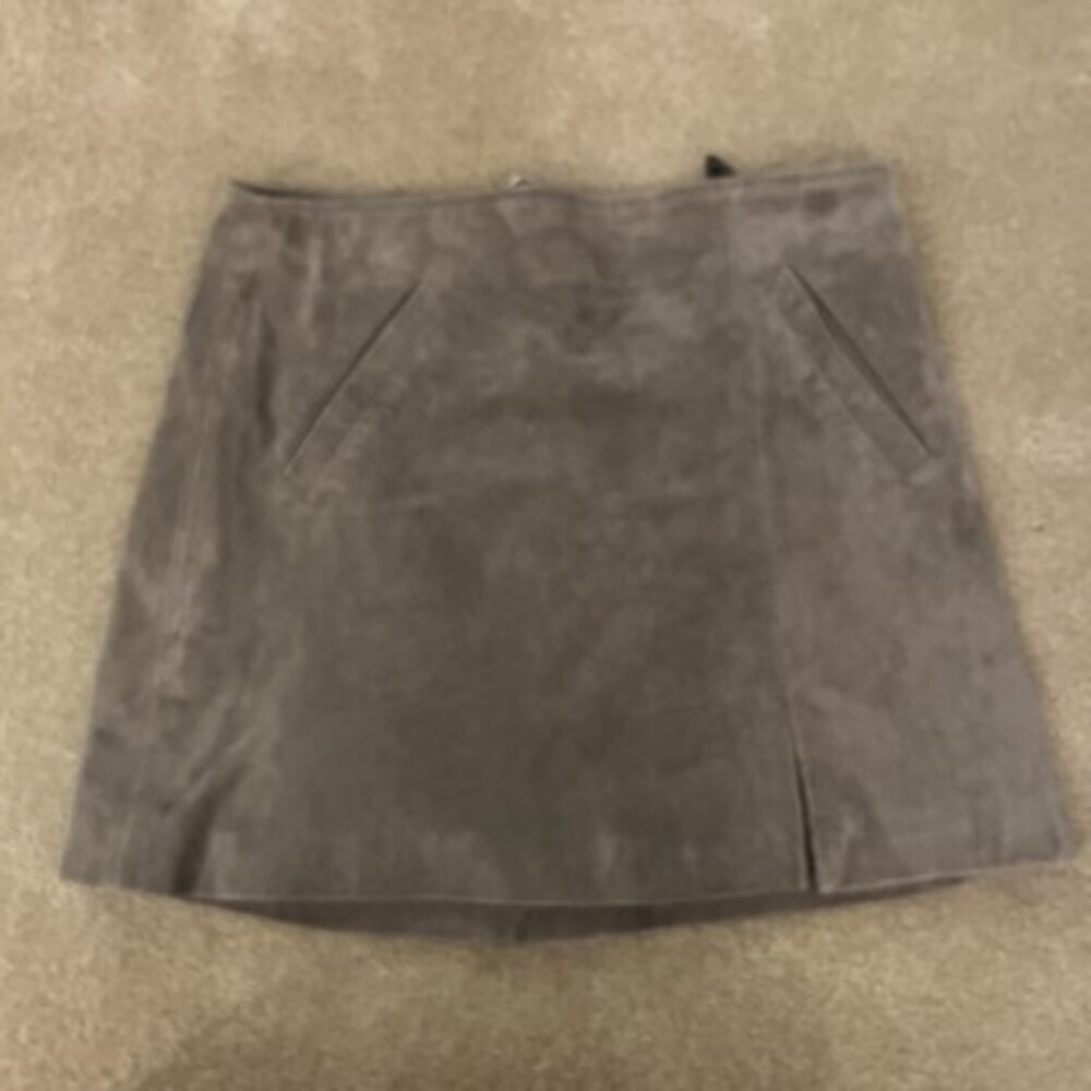 BlankNYC Brown Suede Leather Mini Skirt Sz 27 Lined Zips 100% Leather Excellent